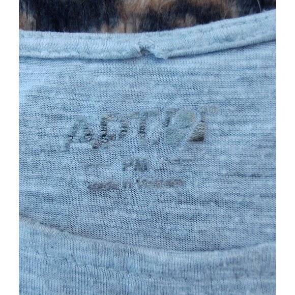 Apt. 9 Women's Gray Striped Rhinestone Accent Short Sleeve Basic T-Shirt Top PM - Picture 3 of 5
